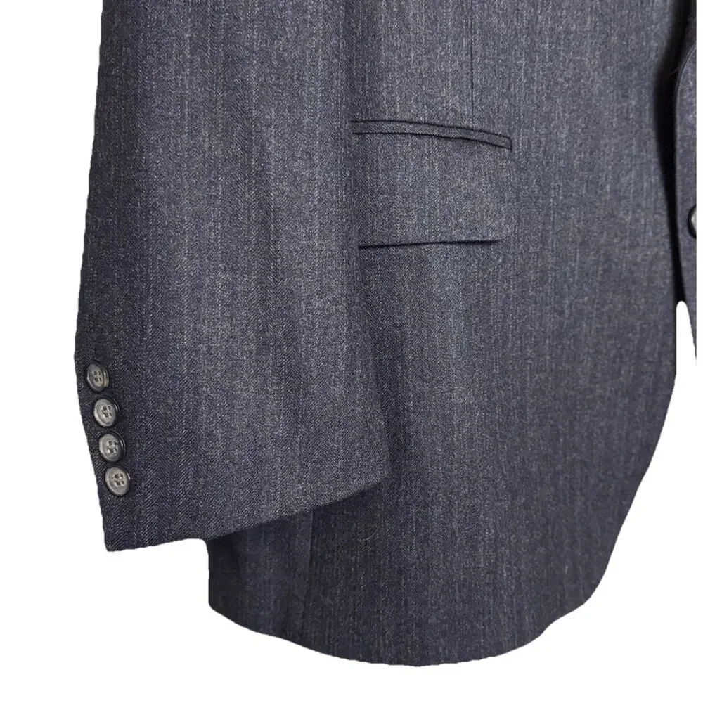 Daniel Hechter Men 46L‎ Wool Blazer Sports Jacket Dark Gray Tweed 2 Button Coat